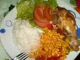 Receita Asas de peru com milho