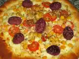 Receita Pizza de peito de peru com borda de chocolate