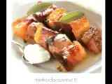 Receita Receita para o dia-a-dia: espetinho de pernil lardeado!!!