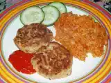 Receita Hambúrgueres de atum + arroz de tomate + picante caseiro