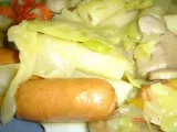 Receita Wok de legumes com salsichas e massa