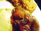 Receita Lulas grelhadas, tomate cereja confitado e pimento assados com rissoto de tomate