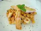 Receita Salada quente de grão de bico e linguado
