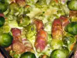 Receita Salsichas com couve-de-bruxelas
