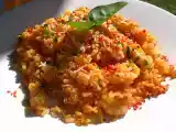 Receita Arroz de camarão, provolone e manjericão