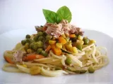 Receita Esparguete com atum e legumes
