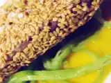 Receita Bife de atum com sementes de sésamo e molho de pimento