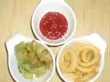 Receita Argolas de cebola e tiras de pimento fritas