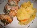 Receita Espetadas de salmão com puré de batata e cenoura