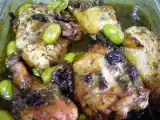 Receita Frango assado caramelizado com azeitonas e ameixas