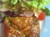 Receita Folhados de legumes com salada de alfaces, maçã e mel