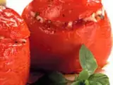 Receita Tomate recheado com arroz e grão-de-bico (vegana)