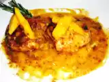 Receita Medalhões de pescada com manga e laranja