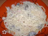 Receita Esparguete com camarão e natas