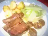 Receita Entrecosto assado com tomilho limão e mel, batata assada, castanhas e couve chinesa