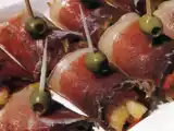 Receita Rolinhos de presunto com bacalhau