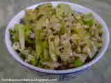 Receita Arroz com lascas de bacalhau e repolho al aglio e olio