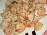 Receita Fritada de bifes de perú e gambas com salteado chinês...
