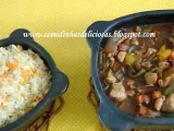 Receita Frango xadrêz e arroz colorido