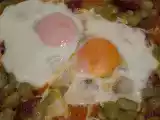 Receita Favas guisadas com chouriço e ovos escalfados