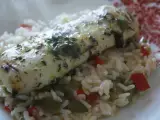 Receita Pescada marinada acompanhada de arroz com legumes