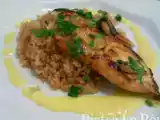 Receita Filé de frango com molho de mostarda e vinho branco e arroz inte