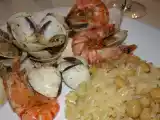 Receita Mariscada de camarão e amêijoas acompanhado de massas pontinha