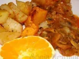 Receita Lombo de porco guisado com batatas e abóbora assadas no forno