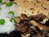 Receita Tofu com cogumelos portobello e arroz de ervilhas