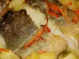 Receita Bacalhau assado no forno com batatas e pimento