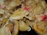 Receita Massa gratinada com delícias do mar, cogumelos e aveia