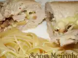 Receita Bifes de perú recheados com queijo, cogumelos e oregãos