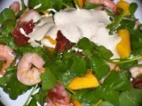 Receita Salada de camarão, manga e bacon!