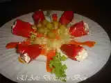 Receita Pimentao recheado de cream cheese de salmao, pedaços