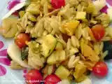 Receita Pilaf de pevide com courgete e camarão e molho de laranja e manjericão