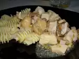 Receita Mistura de bifes com sementes de mostarda, cogumelos e cubos de fiambre