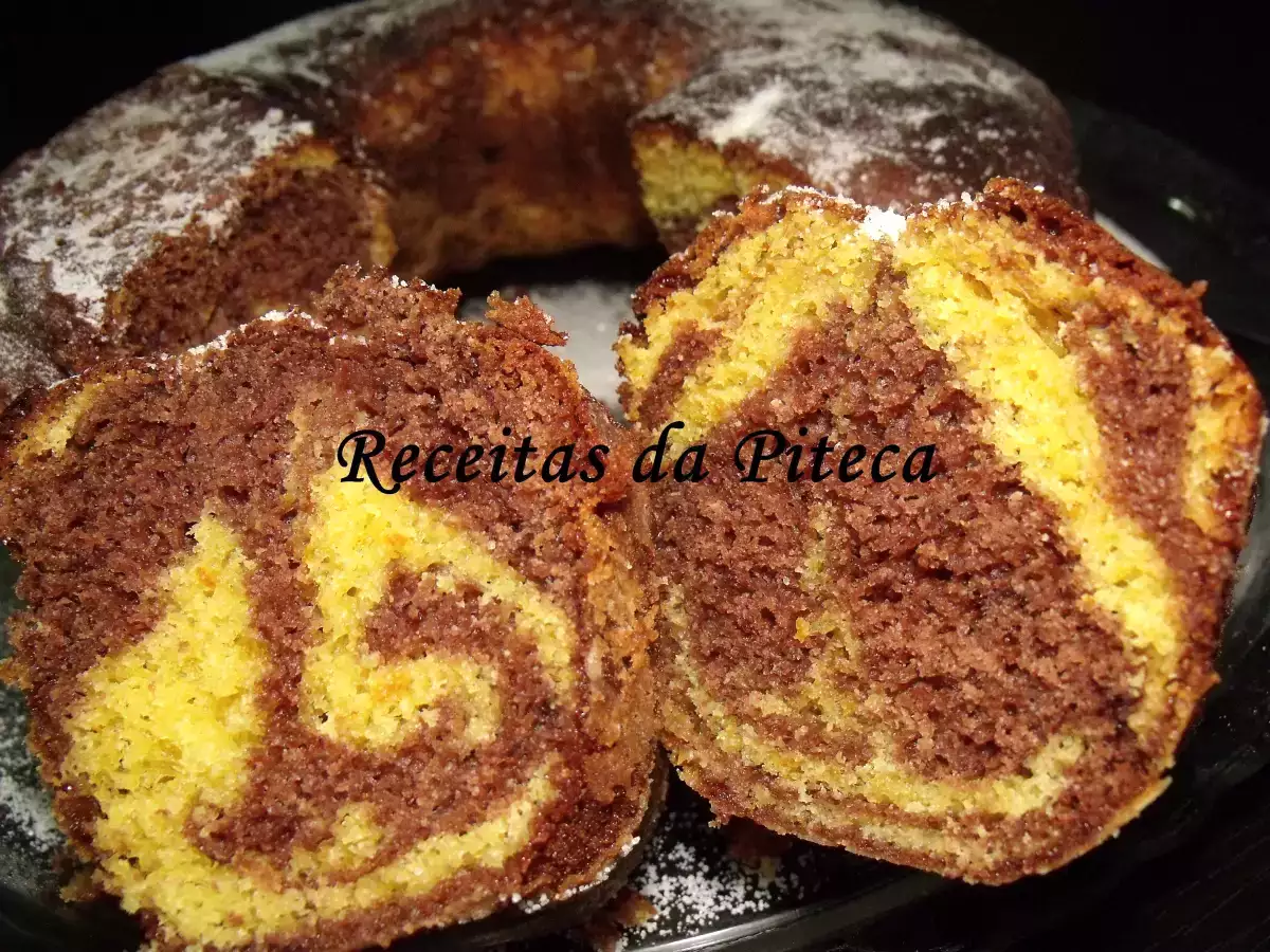 Receita Bolo mármore de laranja e chocolate