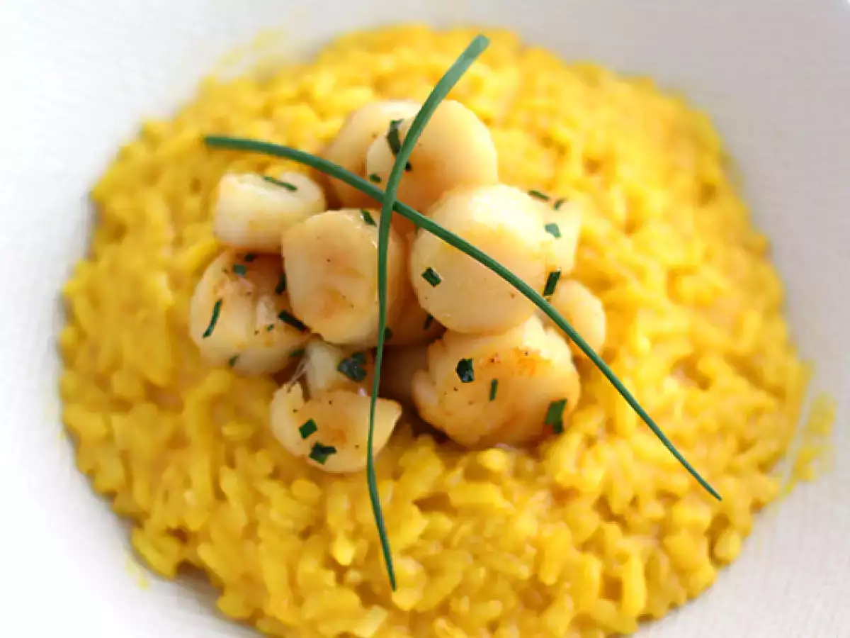 Receita Risotto de vieiras e açafrão