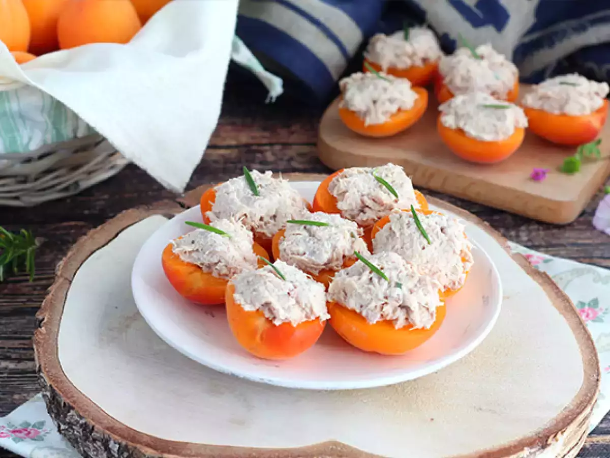 Receita Damasco recheado com atum (alperce)
