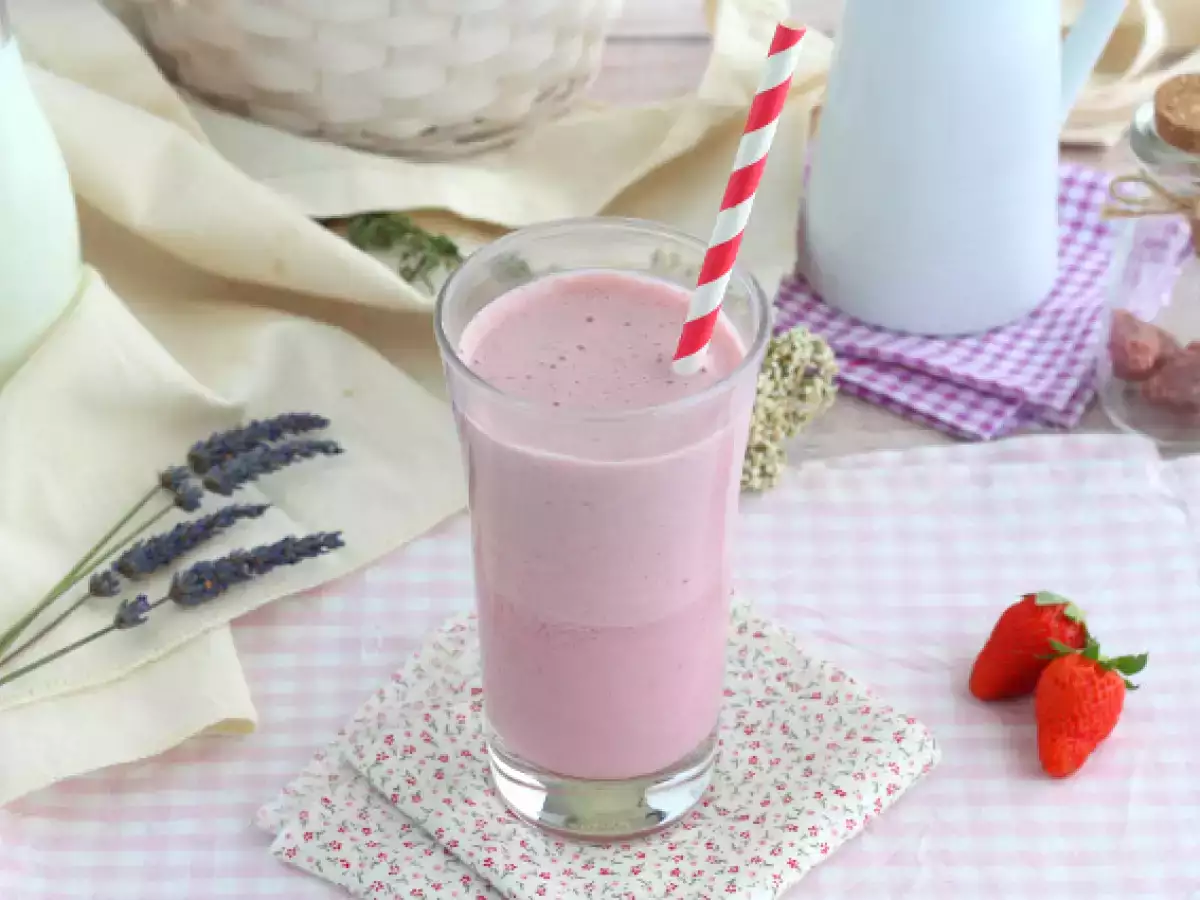 Receita Milkshake de morango e framboesa