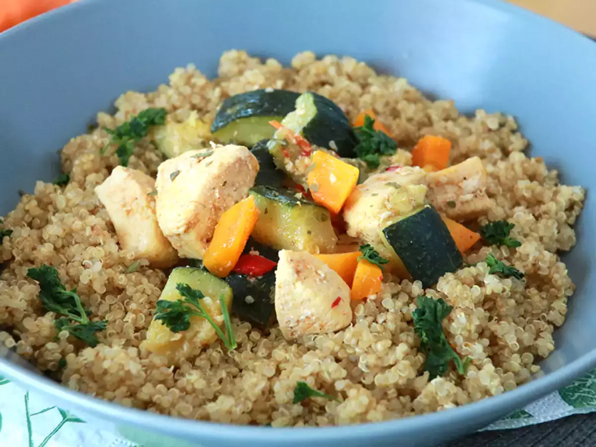 Receita Quinoa com legumes e frango
