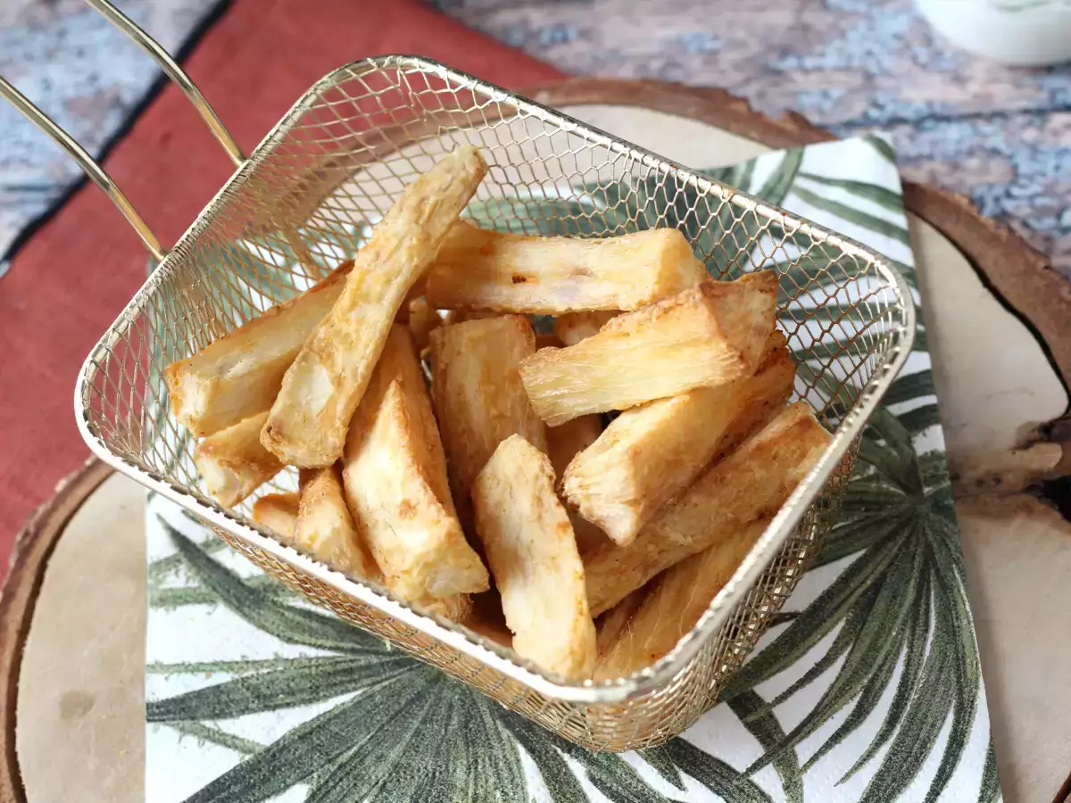 Receita Mandioca frita na air fryer, um aperitivo crocante e mais saudável