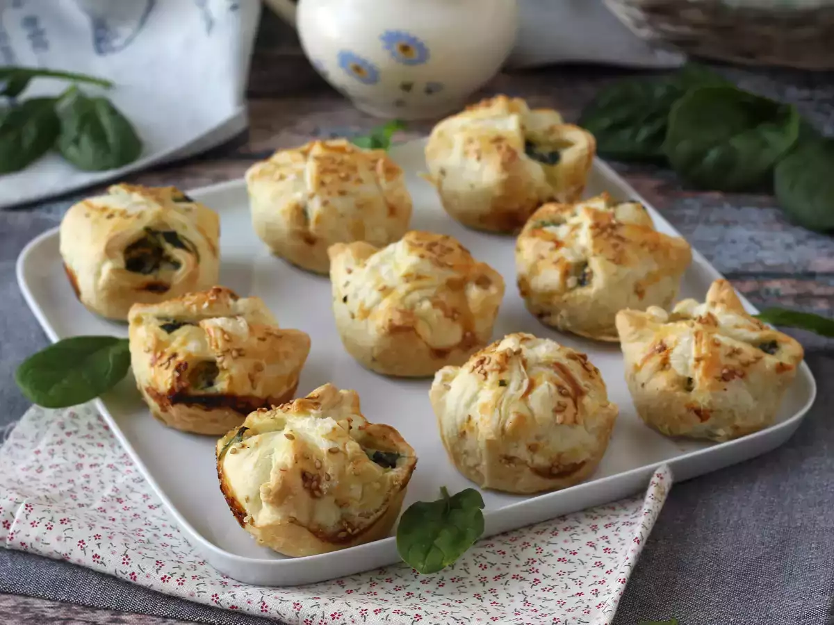 Receita Mini folhados de espinafre e queijo de cabra