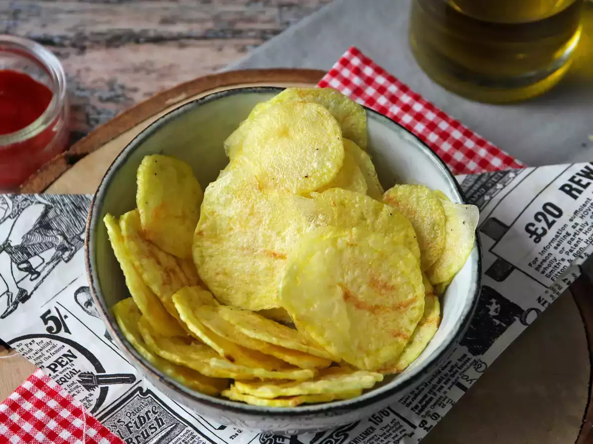 Receita Chips de batata feito no micro-ondas