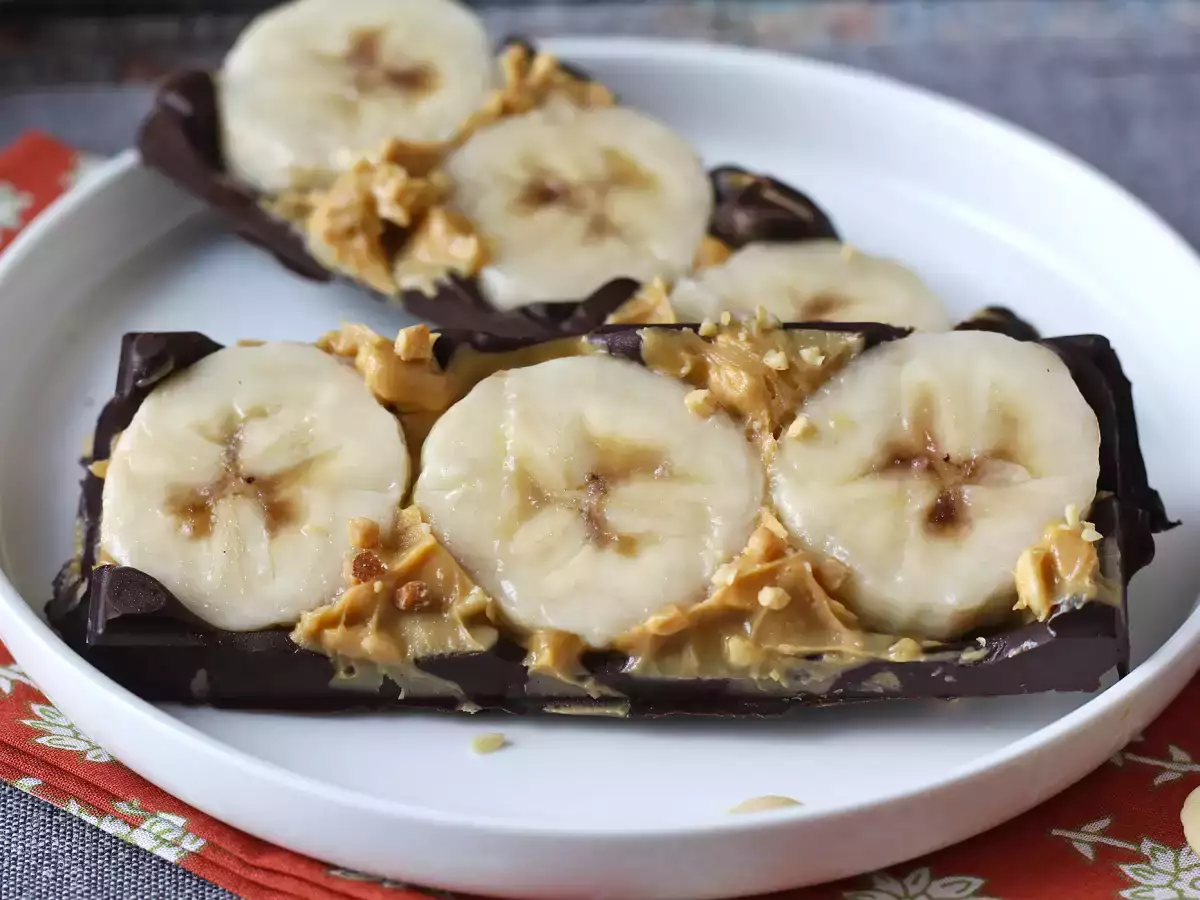 Receita Mini barras de banana, manteiga de amendoim e chocolate, ultra saborosas e sem adição de açúcar!