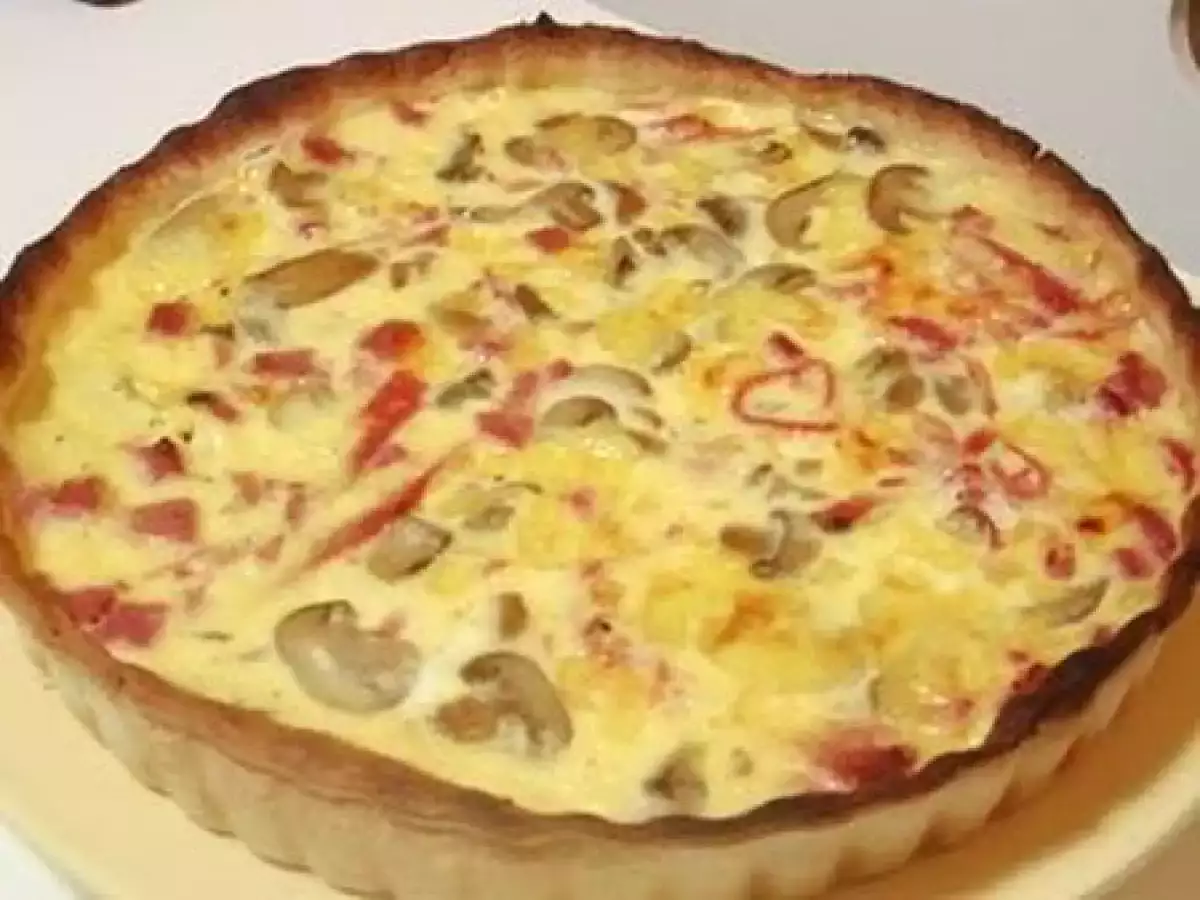 Receita Quiche de queijo, fiambre e cogumelos