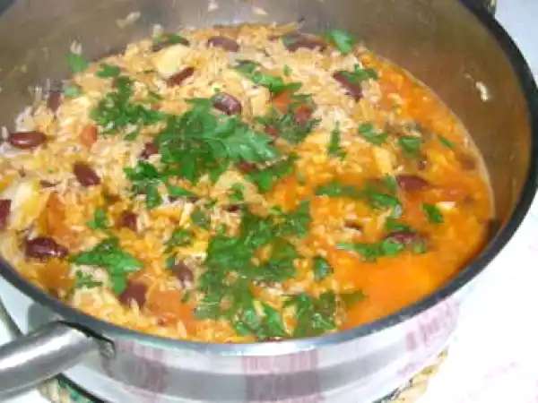 Receita Arroz de feijão e bacalhau