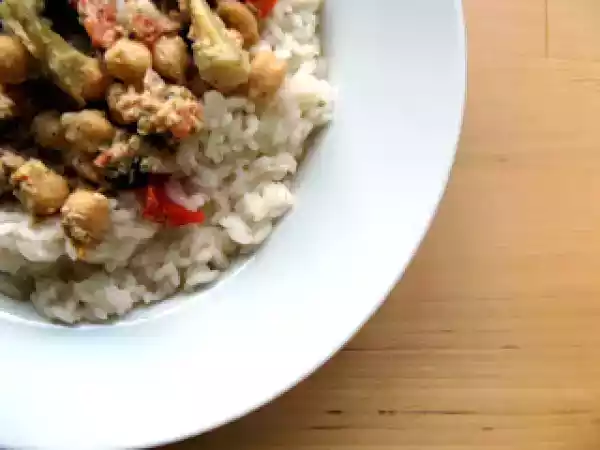 Receita Legumes em leite de coco com arroz