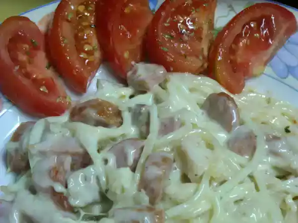 Receita Esparguete ao bechamel com mista de carnes