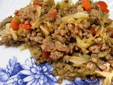 Receita Carne picada com legumes no wok